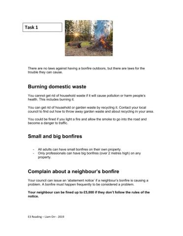 ESOL E3 Reading exam practice