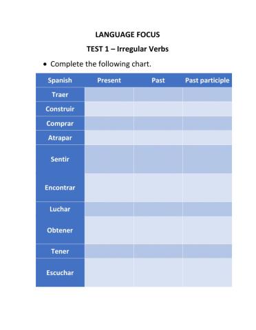 Irregular Verbs - Test 1