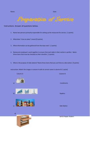 Preparation Of Service