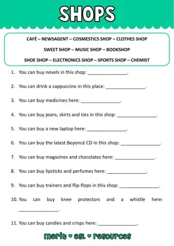 Vocabulary - Shops