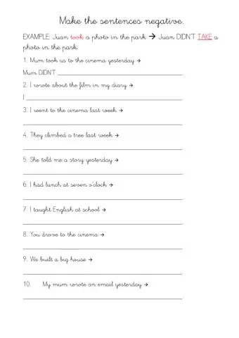 Make the sentences negative