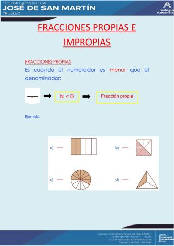 Fracciones propias e impropias teoría