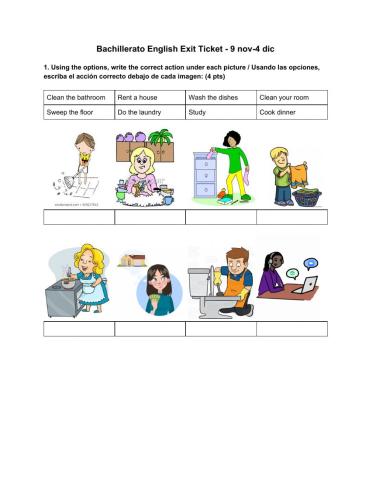 Household Chores Exit Ticket
