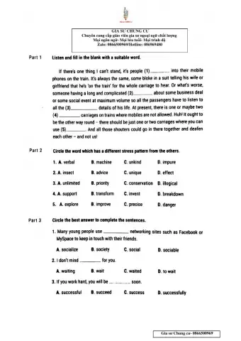 Lớp 8- Bài kiểm tra 45p- Units 10,11