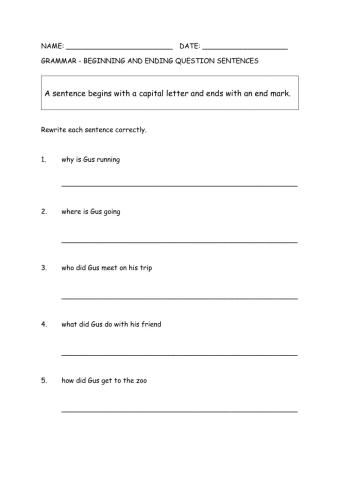 Beginning and Ending Questions Sentences