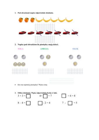 Dodawanie i odejmowanie w zakresie 8