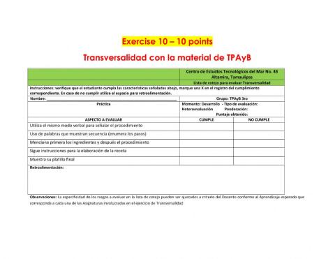 Rubrica Transversalidad