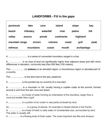 Definitions for physical geography