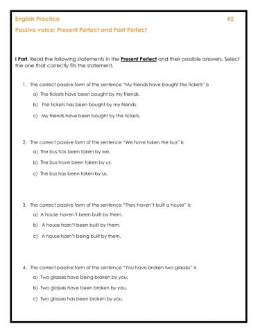 Passive voice present and past perfect