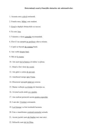 Substantivul - cazuri și funcții