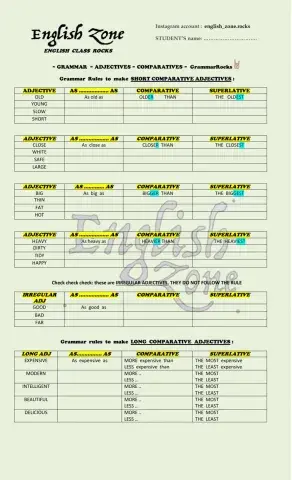 Rules to  make  COMPARATIVE and SUPERLATIVEADJECTIVES
