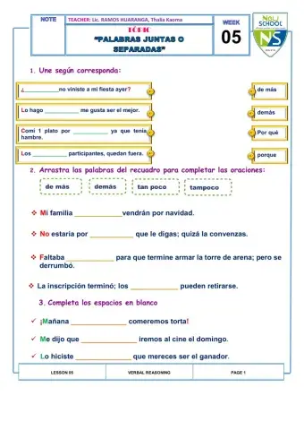 Palabras juntas o separadas