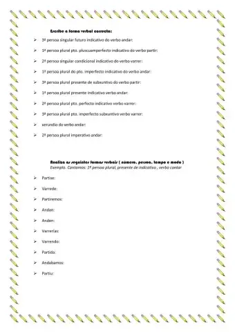 Análise verbos regulares