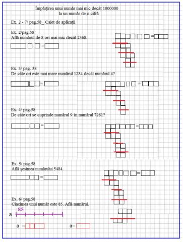 Aplicații-Împărțirea numerelor mai mici decât 1000000 la un număr de o cifră