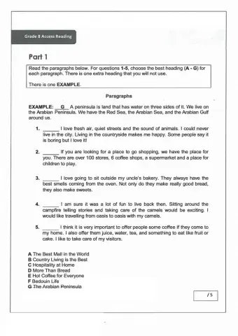 Access 8 - T1 - Sample Question - Headings