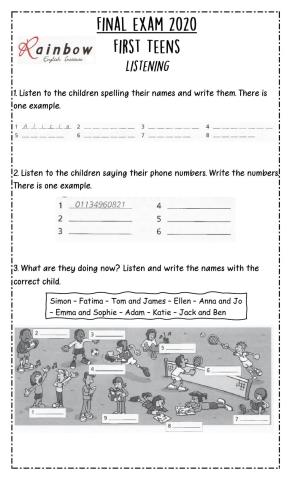 Listening exam 1st teens