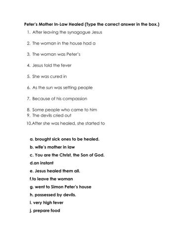 Peter's mother in law healed