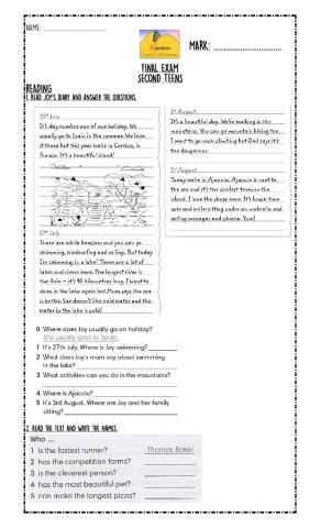 Final exam 2nd reading
