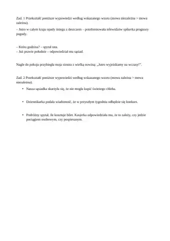 Mowa zależna i niezależna