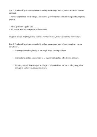 Mowa zależna i niezależna