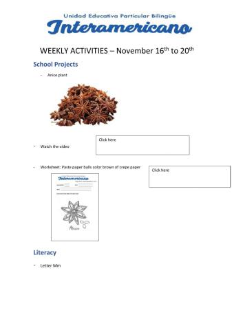 Weekly activities - Preparatory - Week 26