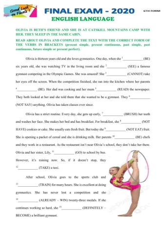 Tenses + Sports - Olivia, the Gymnast