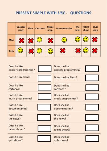 4th - Grammar (Like questions + TV prog.)