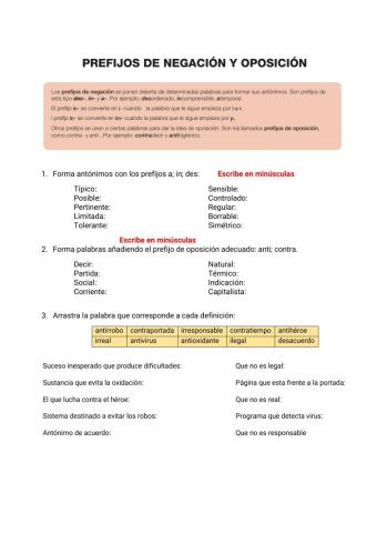 Prefijos de negación y oposición