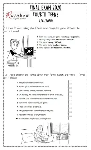 Listening exam - 4th teens