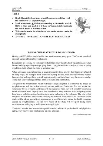 Matura B1 Reading True-False-Not mentioned