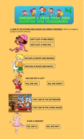 Children 1 final test GRAMMAR AND VOCABULARY