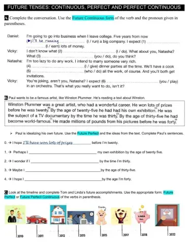 Future tenses: continuous, perfect and perfect continuous