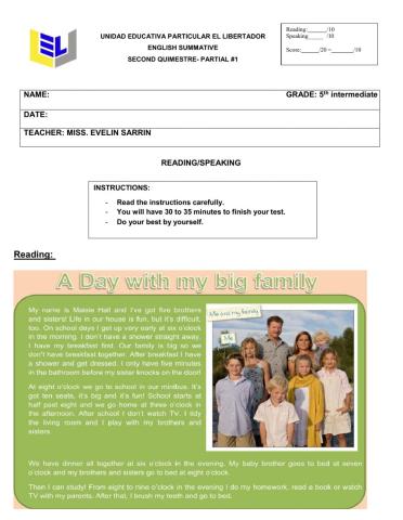 Reading and speaking. 5th inter