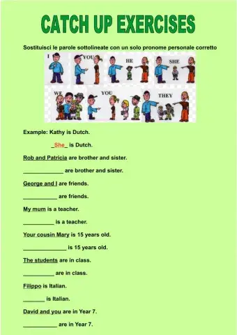 Personal pronouns, verb -BE-, possessive adjectives