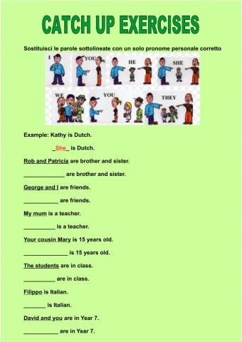 Personal pronouns, verb -BE-, possessive adjectives