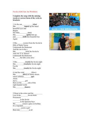 Song Worksheet - Favela - Present Simple