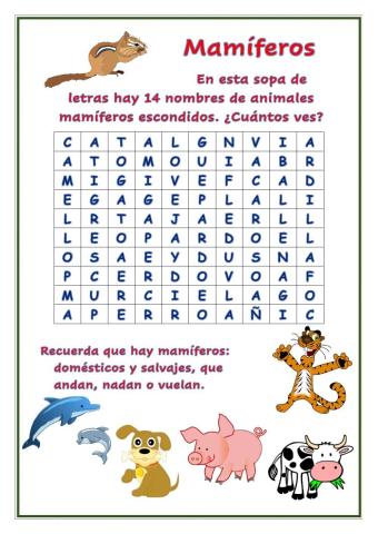 Encuentra los mamíferos