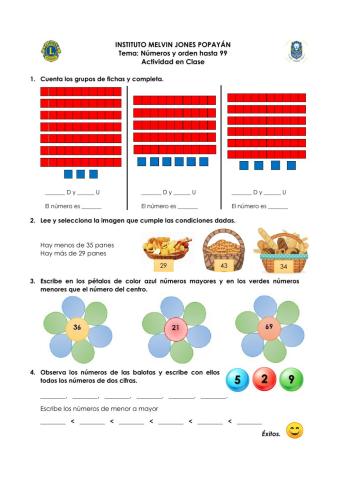 Números y orden - números de 2 cifras