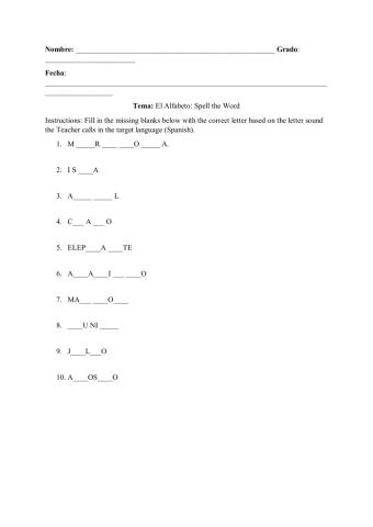 El Alfabeto-Spell the Word