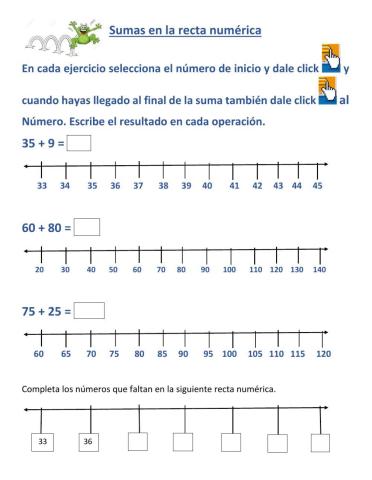 Sumas en la recta numérica