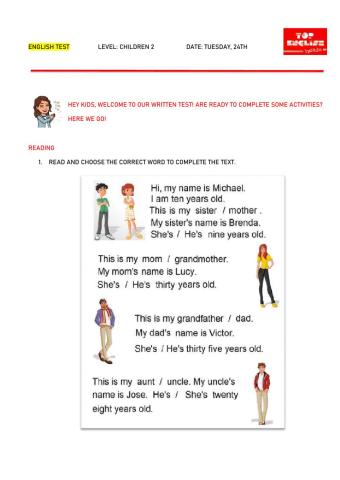 ENGLISH TEST - CHILDREN 2