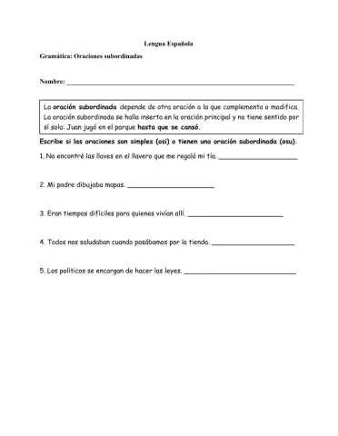 Oraciones subordinadas