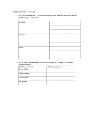 Palabras compuestas y derivadas