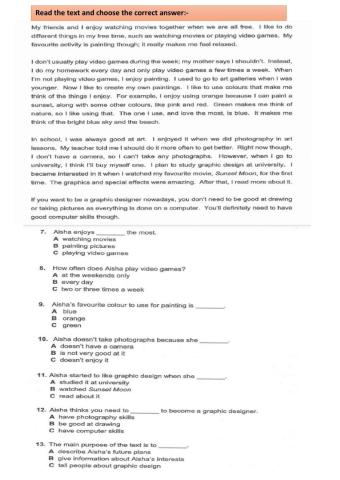 Reading comprehension