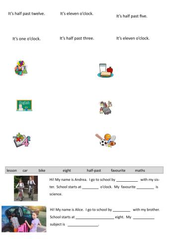 Time, school subjects, road safety