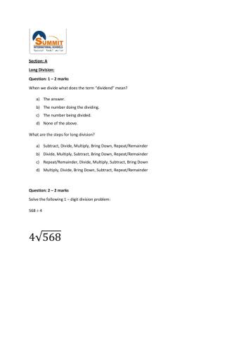 Math End of Term Assessment Gr.5