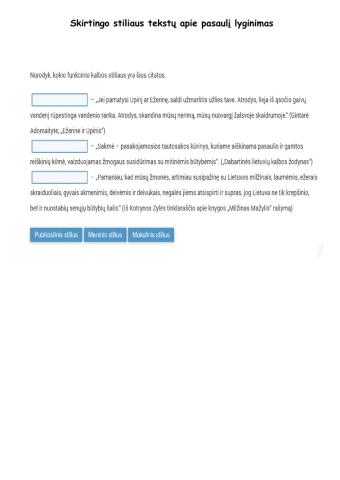 Skirtingo stiliaus tekstų apie pasaulį lyginimas