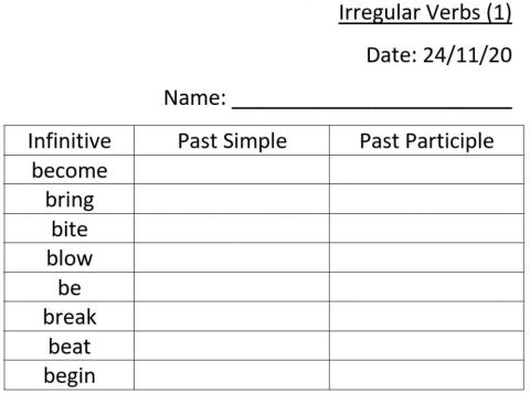Irregular Verbs 1 (Flyers) 2020