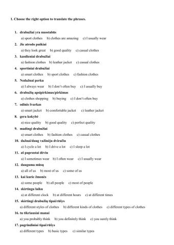 Beginners (word test CLOTHES STYLE)