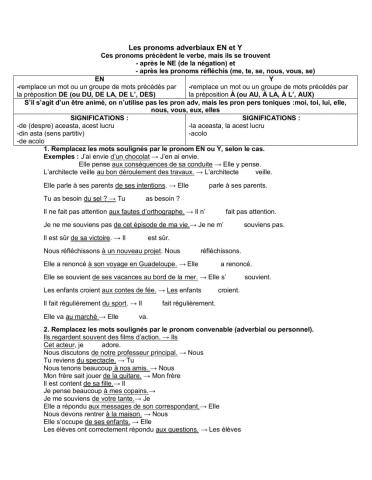 Les pronoms adverbiaux